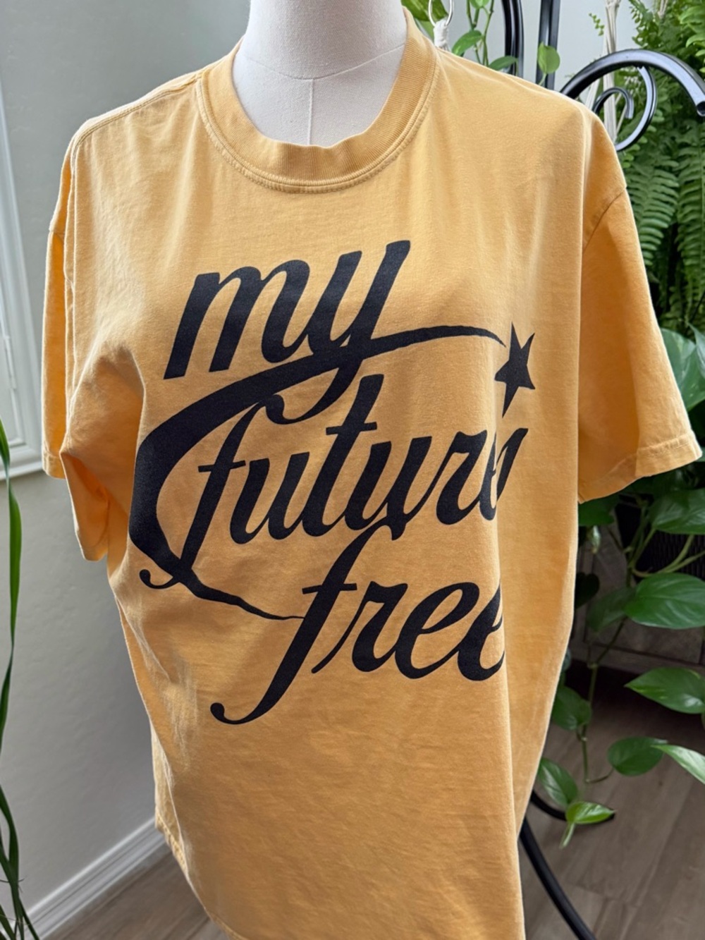 Comfort Colors Yellow Crewneck Tee with Black Logo Tag
